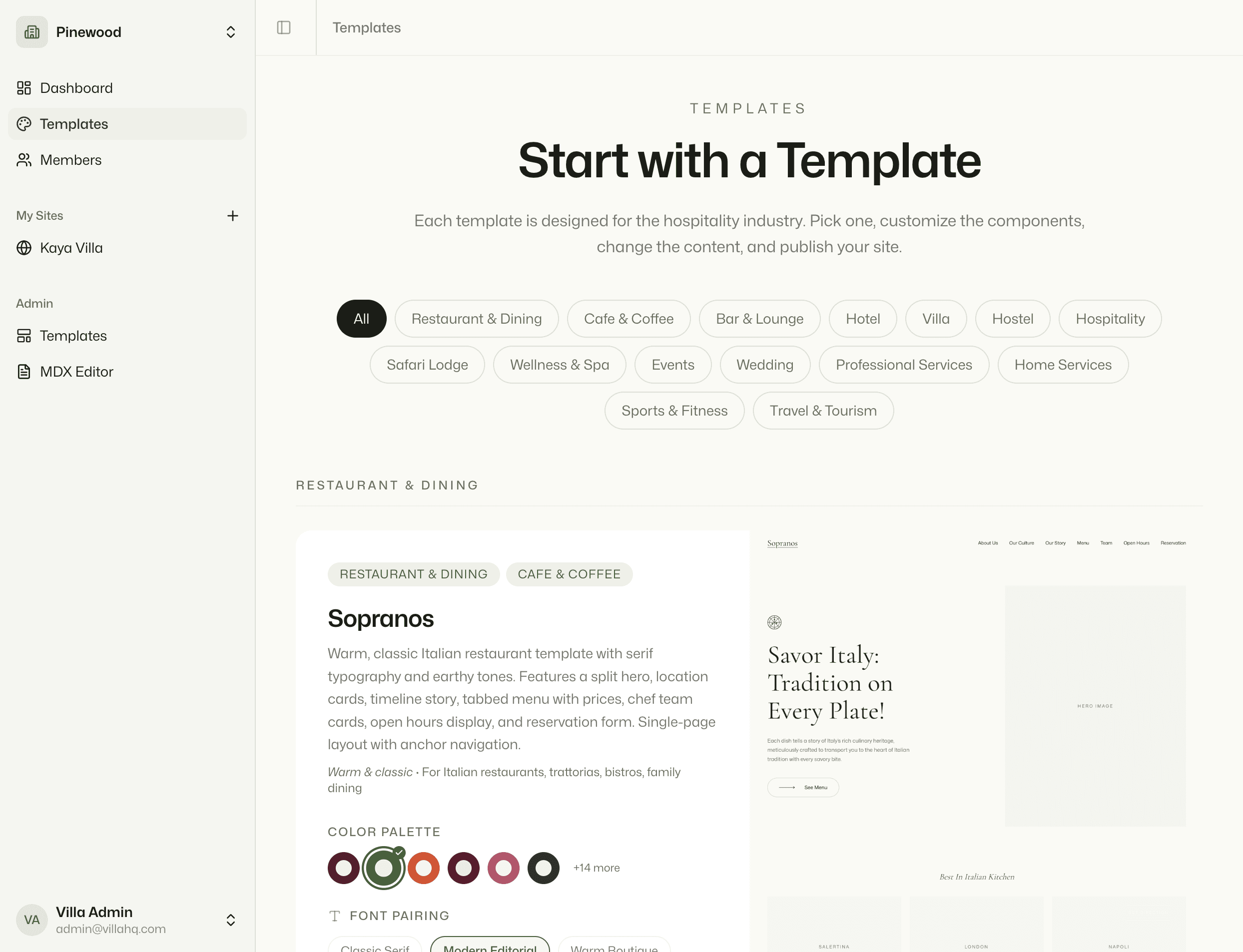 villa.dev template picker